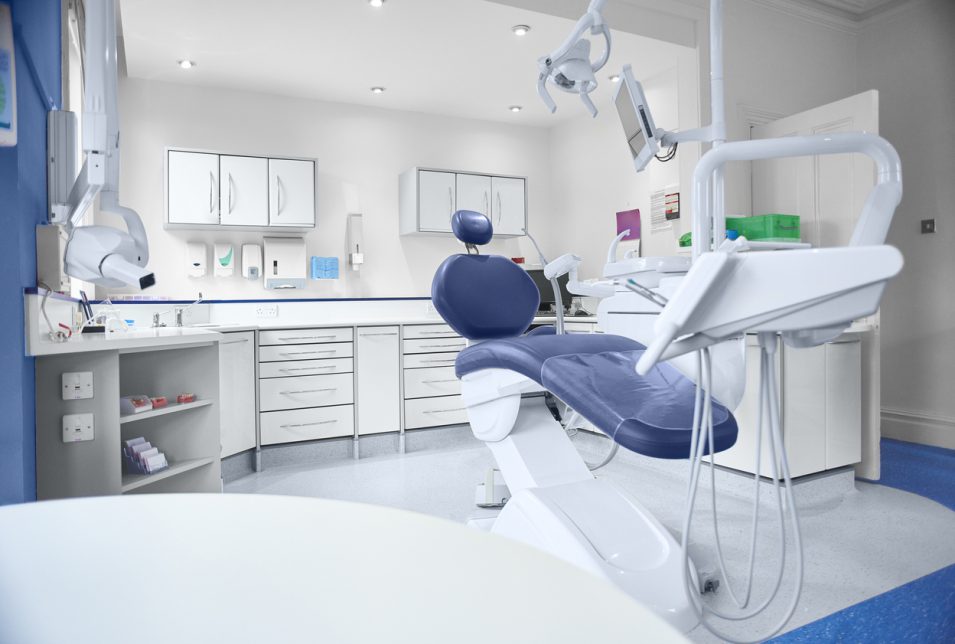 empty modern dentist room dental checkup room of Preston Family Dental